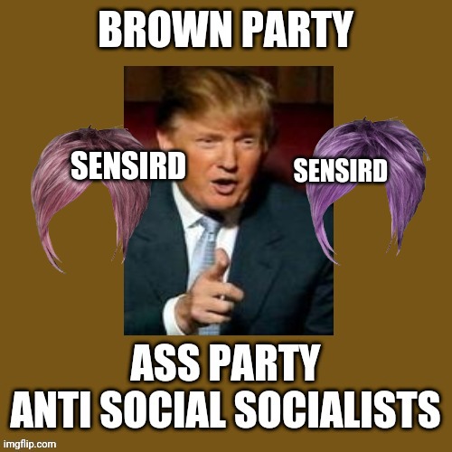 sensird purple hair four dub | SENSIRD; SENSIRD | image tagged in blank brown party template ass anti social socialists,420,sensird,ass,brown,party | made w/ Imgflip meme maker