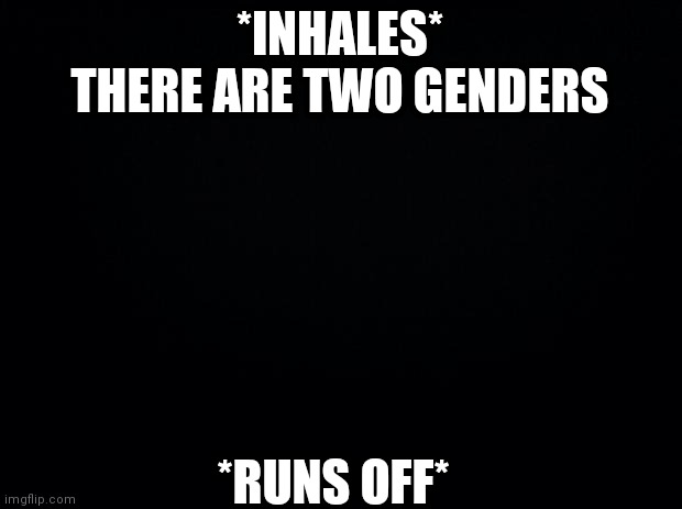 Don't read the tags | *INHALES*
THERE ARE TWO GENDERS; *RUNS OFF* | image tagged in joke | made w/ Imgflip meme maker