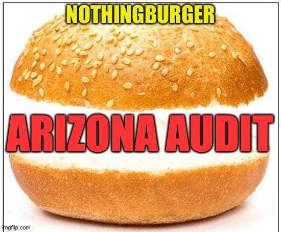 Arizona Audit has no meat! | NOTHINGBURGER; ARIZONA AUDIT | image tagged in nothing burger | made w/ Imgflip meme maker