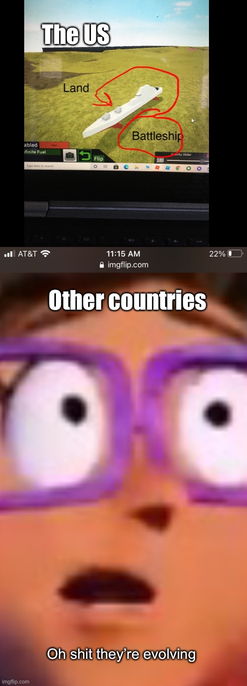 Did this in Roblox today | The US; Other countries; Oh shit they’re evolving | image tagged in memes,blank transparent square | made w/ Imgflip meme maker