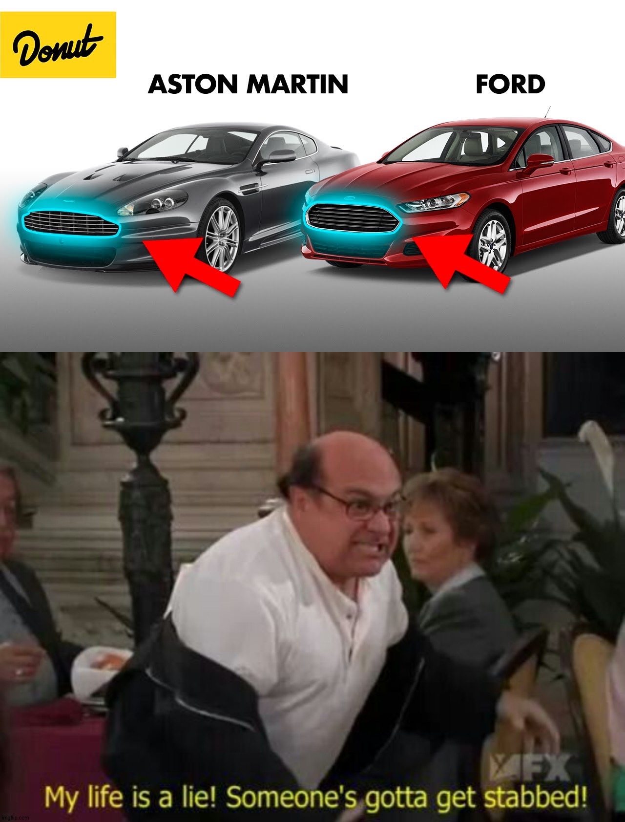 Was ford taking Aston martin's design!? | image tagged in my life is a lie | made w/ Imgflip meme maker