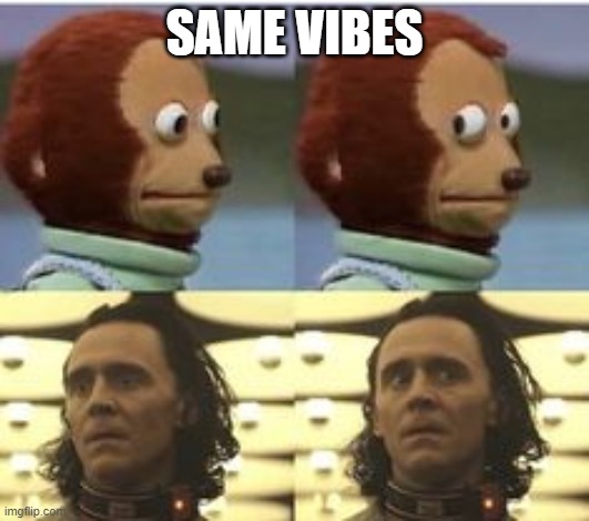 New Template | SAME VIBES | image tagged in loki,monkey puppet | made w/ Imgflip meme maker