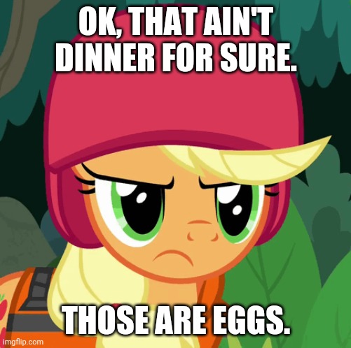 OK, THAT AIN'T DINNER FOR SURE. THOSE ARE EGGS. | made w/ Imgflip meme maker