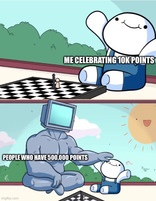 Donald Duck | ME CELEBRATING 10K POINTS; PEOPLE WHO HAVE 500,000 POINTS | image tagged in oddonesout | made w/ Imgflip meme maker