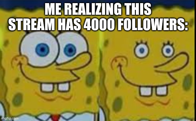 lets goooo | ME REALIZING THIS STREAM HAS 4000 FOLLOWERS: | image tagged in spongebob realizing | made w/ Imgflip meme maker