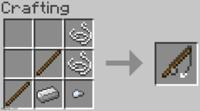 realistic fishing rod | image tagged in crafting,minecraft,realistic,wow,big brain,oh wow are you actually reading these tags | made w/ Imgflip meme maker
