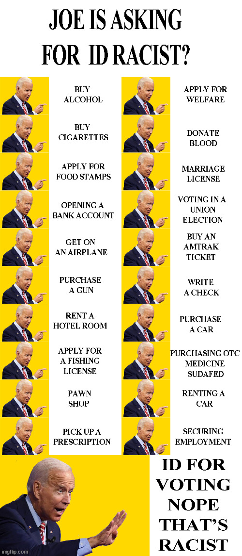 ID required | image tagged in biden,racist | made w/ Imgflip meme maker