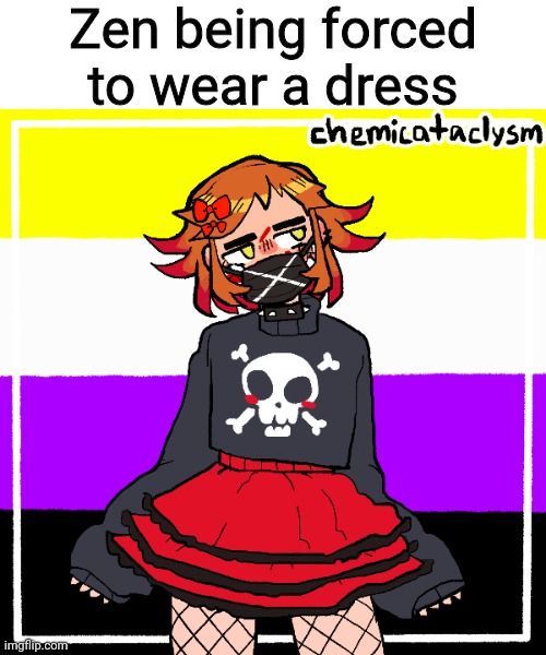 Zen being forced to wear a dress | made w/ Imgflip meme maker