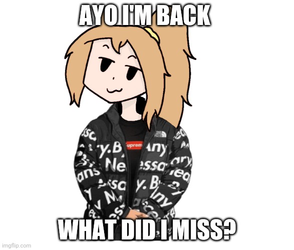 AYO I'M BACK; WHAT DID I MISS? | image tagged in lily drip | made w/ Imgflip meme maker
