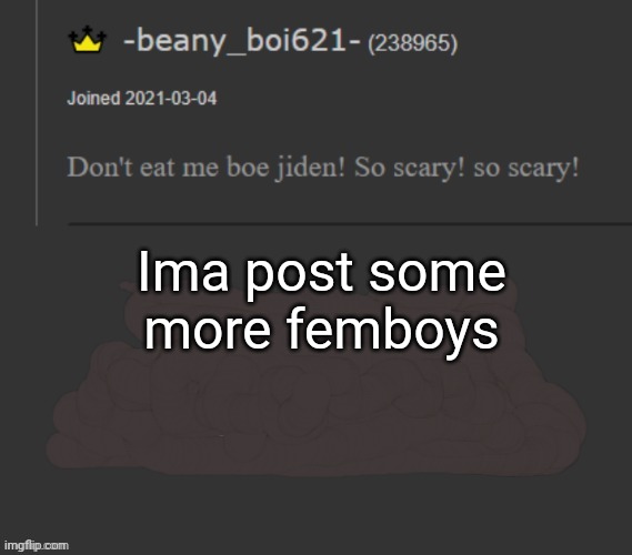 beany | Ima post some more femboys | image tagged in beany | made w/ Imgflip meme maker
