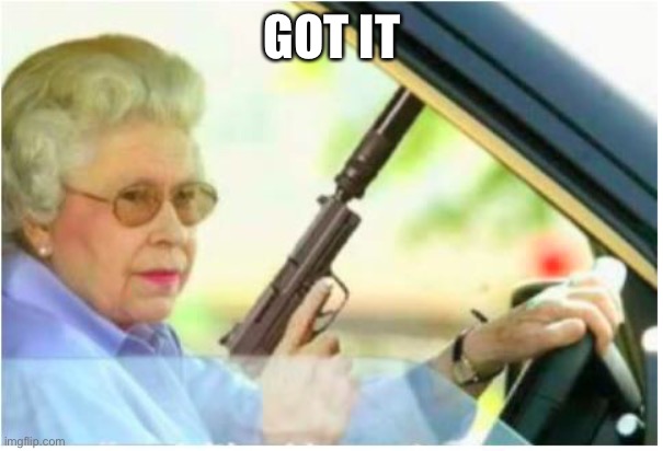 grandma gun weeb killer | GOT IT | image tagged in grandma gun weeb killer | made w/ Imgflip meme maker