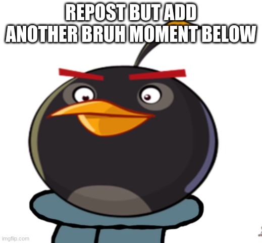 bruh | REPOST BUT ADD ANOTHER BRUH MOMENT BELOW | image tagged in bruh | made w/ Imgflip meme maker