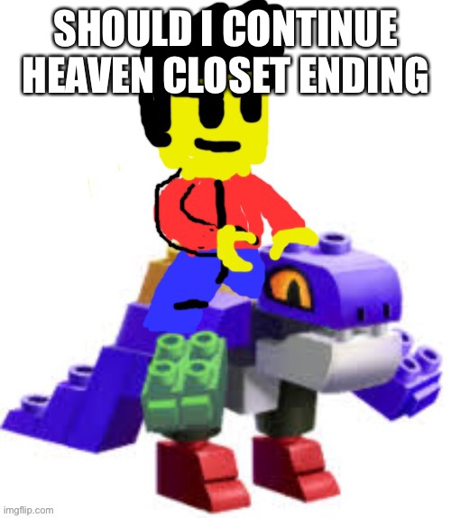 Winston rides on Blockheart | SHOULD I CONTINUE HEAVEN CLOSET ENDING | image tagged in winston rides on blockheart | made w/ Imgflip meme maker