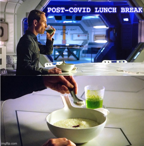 Post-COVID | POST-COVID LUNCH BREAK | image tagged in postcovid,antivaxx,antivaxxers,covid,delta | made w/ Imgflip meme maker