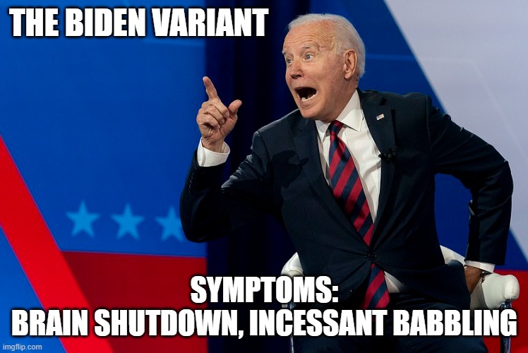 Brainless Biden | THE BIDEN VARIANT; SYMPTOMS:
BRAIN SHUTDOWN, INCESSANT BABBLING | image tagged in brainless biden | made w/ Imgflip meme maker