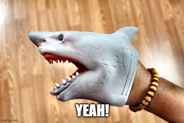 Shark puppet | YEAH! | image tagged in shark puppet | made w/ Imgflip meme maker