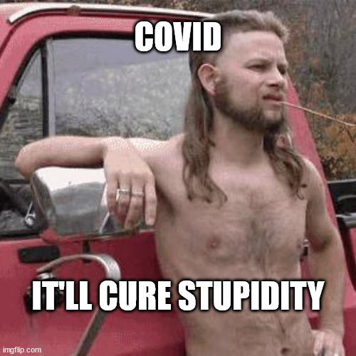 almost redneck | COVID; IT'LL CURE STUPIDITY | image tagged in almost redneck | made w/ Imgflip meme maker