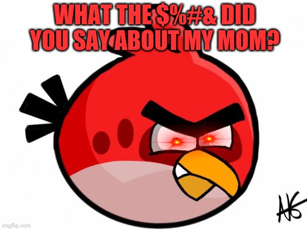 Angry bird | WHAT THE $%#& DID YOU SAY ABOUT MY MOM? | image tagged in angry bird,big,red,bird | made w/ Imgflip meme maker