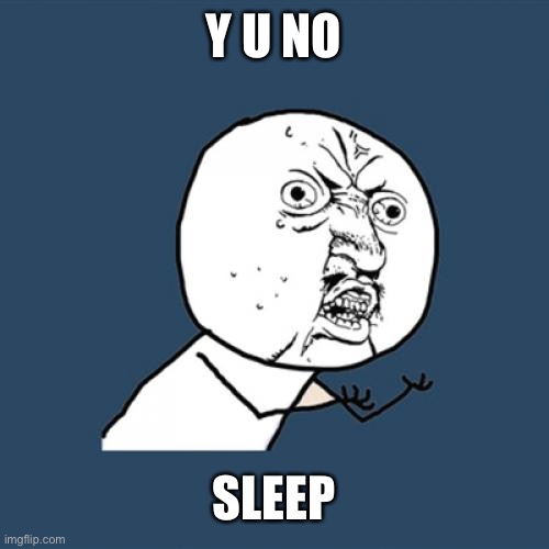It’s 1. Am and im still  awake | Y U NO; SLEEP | image tagged in memes,y u no | made w/ Imgflip meme maker
