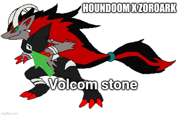 I can't be the only person who sees this? | HOUNDOOM X ZOROARK; Volcom stone | image tagged in pokemon | made w/ Imgflip meme maker