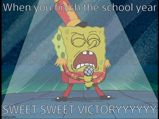 school meme | When you finish the school year; SWEET SWEET VICTORYYYYYY | image tagged in unnecessary tags | made w/ Imgflip meme maker