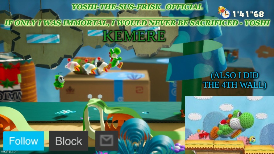 Check The Comments | KEMERE; (ALSO I DID THE 4TH WALL) | image tagged in yoshi_official announcement temp v10 | made w/ Imgflip meme maker