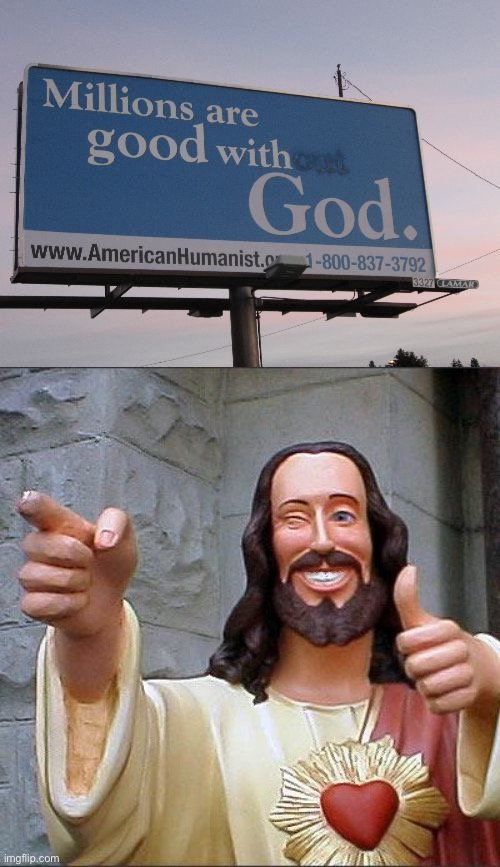 image tagged in memes,buddy christ,funny vandalism,odlc | made w/ Imgflip meme maker