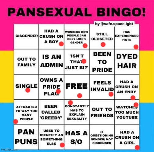 Bingo in the middle row | image tagged in pansexual bingo,lgbtq | made w/ Imgflip meme maker