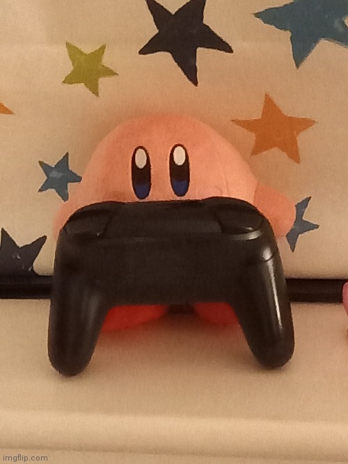 Kirby is an epic gamer! | image tagged in kirby,plush | made w/ Imgflip meme maker