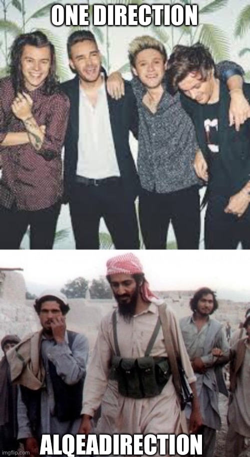 Bin Laden | ONE DIRECTION; ALQEADIRECTION | image tagged in osama bin laden,osama,kaboom,suicide,bomb,one direction | made w/ Imgflip meme maker