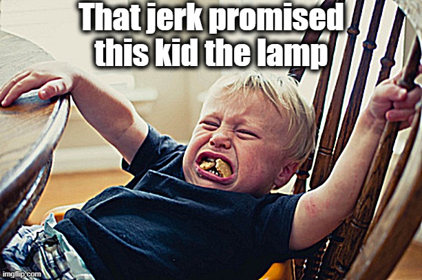 Toddler Tantrum | That jerk promised this kid the lamp | image tagged in toddler tantrum | made w/ Imgflip meme maker