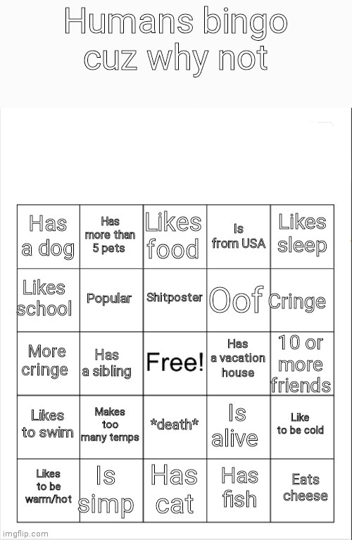 image tagged in d-a-h bingo | made w/ Imgflip meme maker