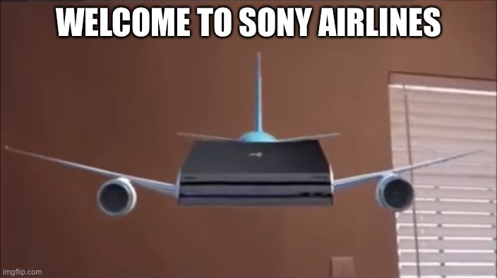 Oh no | WELCOME TO SONY AIRLINES | image tagged in playstation,ps4,airplane | made w/ Imgflip meme maker