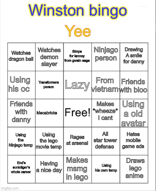 Tower Defense Simulator Bingo Card