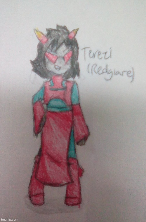 Some art of Terezi from Homestuck in her Redglare outfit. It ain't the best... | image tagged in homestuck,art,fanart | made w/ Imgflip meme maker
