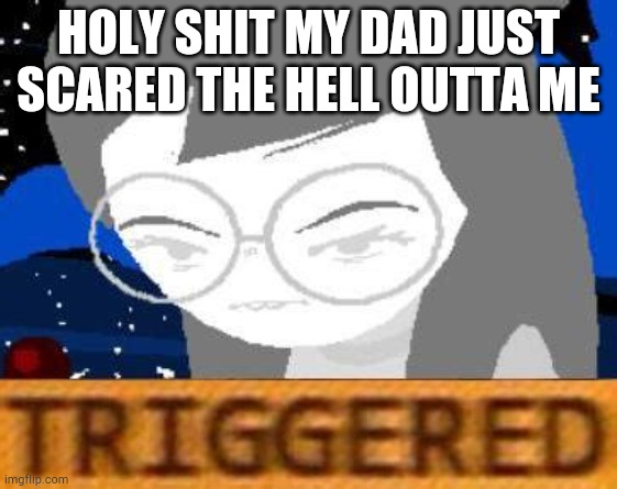 AUUUGH WHYYYY | HOLY SHIT MY DAD JUST SCARED THE HELL OUTTA ME | image tagged in jade triggered | made w/ Imgflip meme maker