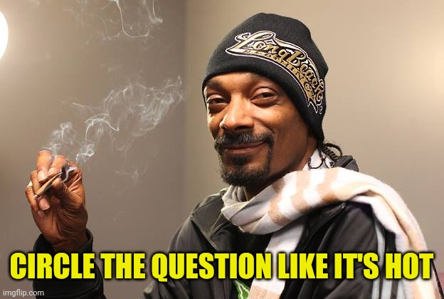 Snoop Dogg | CIRCLE THE QUESTION LIKE IT'S HOT | image tagged in snoop dogg | made w/ Imgflip meme maker