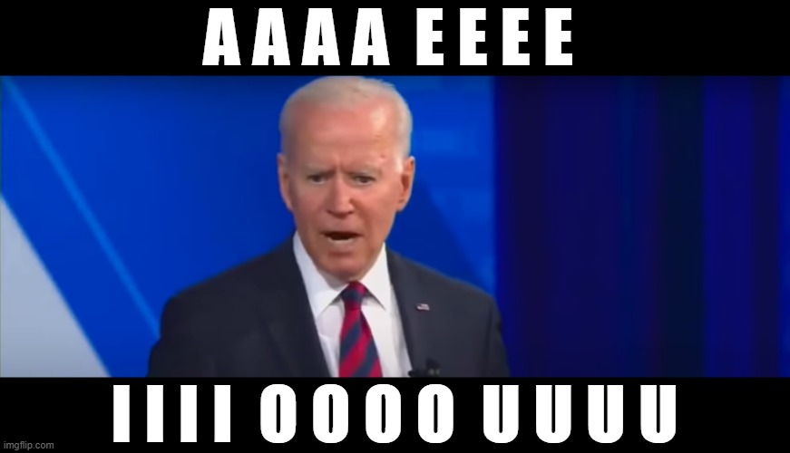 Biden Town Hall Fail | A A A A  E E E E; I I I I  O O O O  U U U U | image tagged in biden town hall fail | made w/ Imgflip meme maker