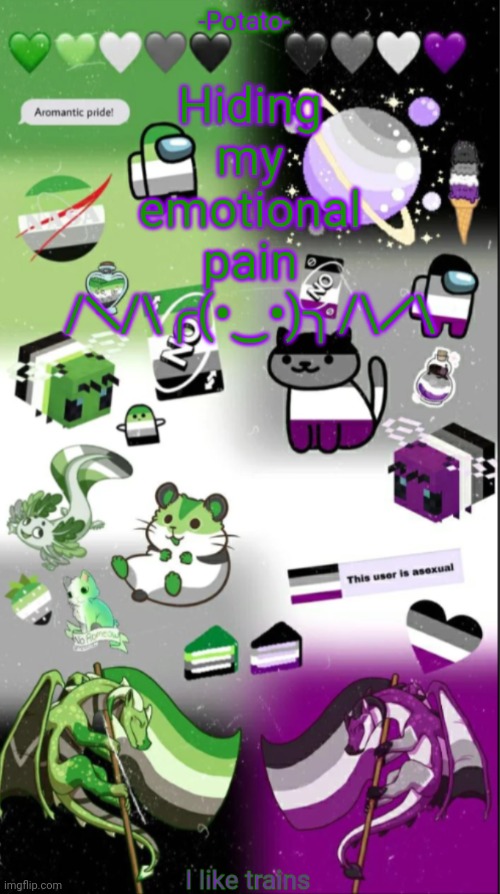 Potatoes | Hiding my emotional pain
/╲/\╭(•‿•)╮/\╱\ | image tagged in potatoes | made w/ Imgflip meme maker