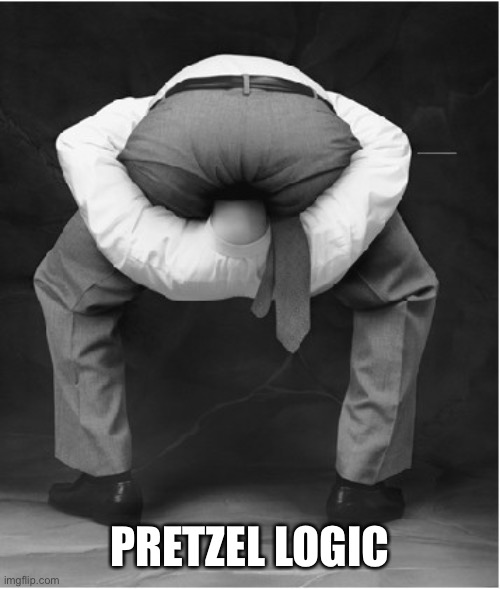 head in ass bigger | PRETZEL LOGIC | image tagged in head in ass bigger | made w/ Imgflip meme maker