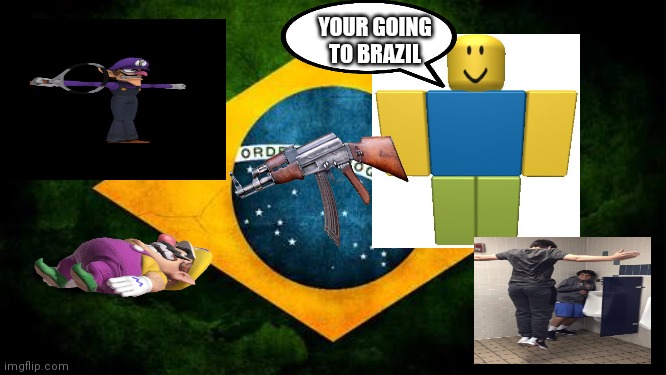 Very chaotic in brazil | YOUR GOING TO BRAZIL | image tagged in brazil flag | made w/ Imgflip meme maker