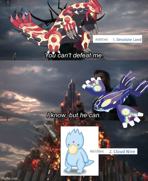 golduck better than groudon UwU | image tagged in you can't defeat me | made w/ Imgflip meme maker