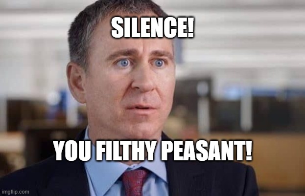 Silence! You filthy peasant! | SILENCE! YOU FILTHY PEASANT! | image tagged in ken griffin citadel shitadel | made w/ Imgflip meme maker