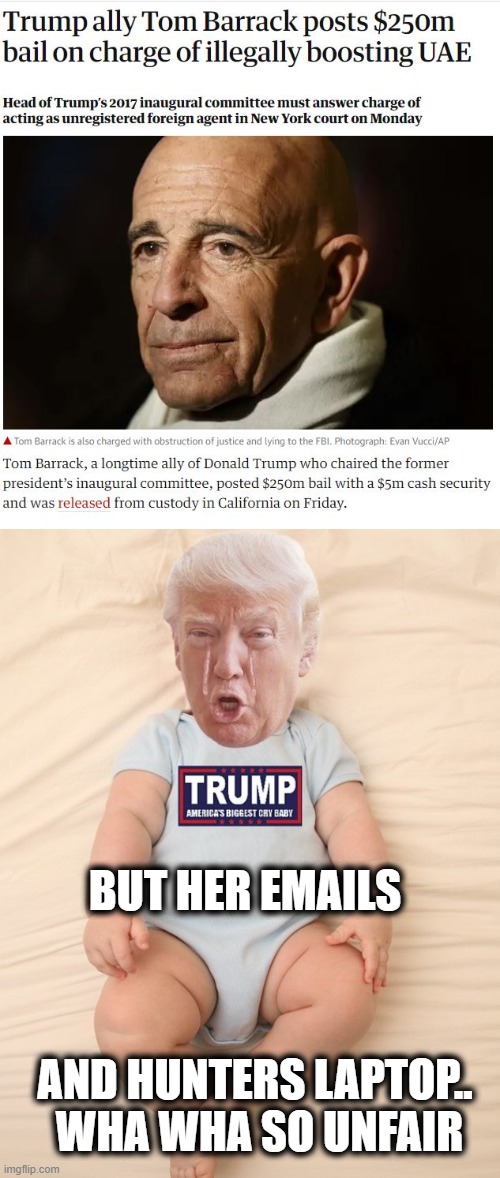 Draining an actual 'swamp' | BUT HER EMAILS; AND HUNTERS LAPTOP..  WHA WHA SO UNFAIR | image tagged in crying trump baby,memes,politics,maga,trump is a criminal,lock him up | made w/ Imgflip meme maker