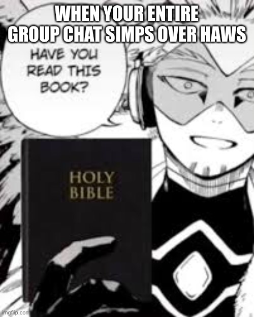 Ngl he’s is kinda hot- | WHEN YOUR ENTIRE GROUP CHAT SIMPS OVER HAWS | image tagged in sheeesh,anime,mha | made w/ Imgflip meme maker
