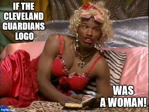 Cleveland Guardians was a woman | IF THE CLEVELAND GUARDIANS
 LOGO; WAS A WOMAN! | image tagged in cleveland indians,mlb baseball,funny memes,sports | made w/ Imgflip meme maker