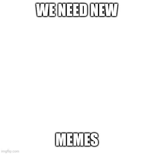 Blank Transparent Square Meme | WE NEED NEW; MEMES | image tagged in memes,blank transparent square | made w/ Imgflip meme maker
