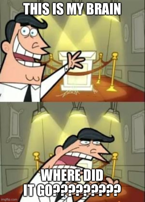This Is Where I'd Put My Trophy If I Had One Meme | THIS IS MY BRAIN; WHERE DID IT GO????????? | image tagged in memes,this is where i'd put my trophy if i had one | made w/ Imgflip meme maker