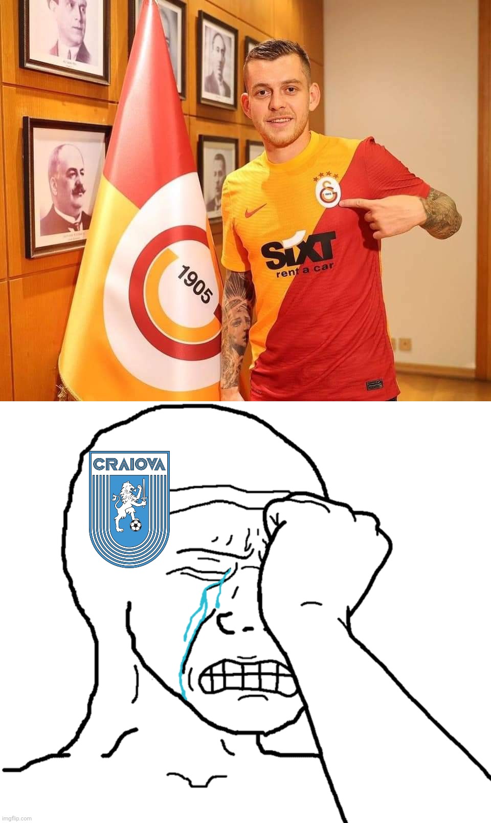 CS U Craiova fans right now | image tagged in wojak crying,craiova,galatasaray,cicaldau,fotbal,memes | made w/ Imgflip meme maker