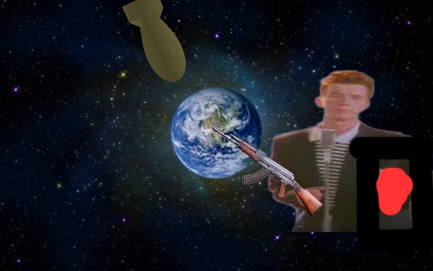 Rick Astley,The Meme Overlord | image tagged in planet earth from space | made w/ Imgflip meme maker